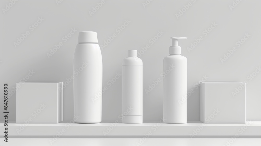 Cosmetic bottles mock up illustration generated by ai Cosmetic bottles mock up illustration generated by ai