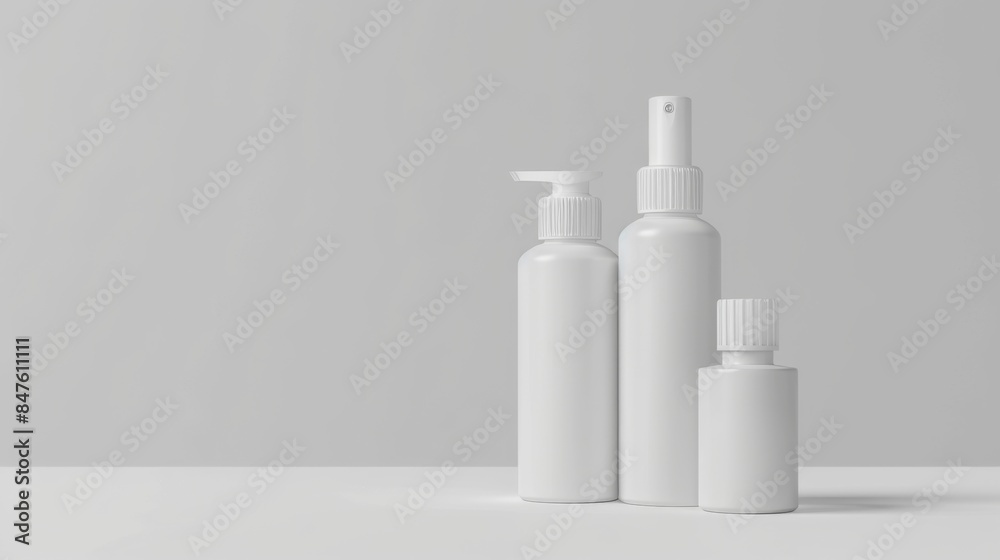 Cosmetic bottles mock up illustration generated by ai Cosmetic bottles mock up illustration generated by ai