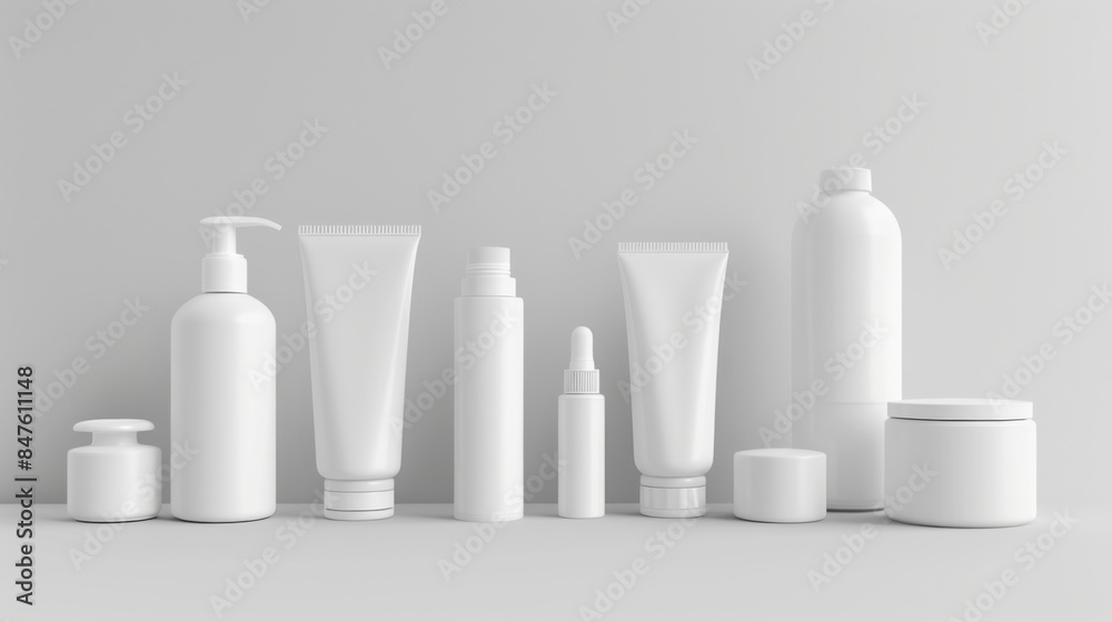 Cosmetic bottles mock up illustration generated by ai Cosmetic bottles mock up illustration generated by ai