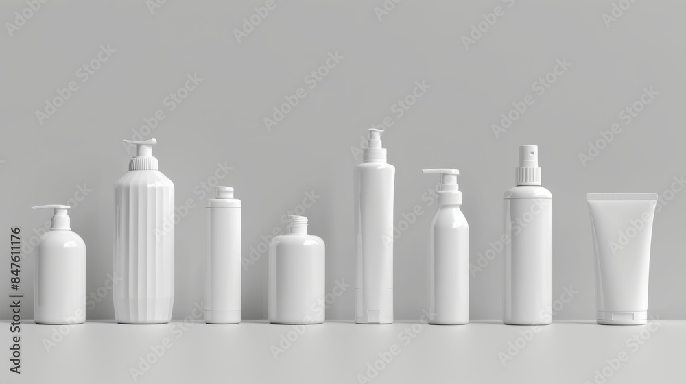 Cosmetic bottles mock up illustration generated by ai Cosmetic bottles mock up illustration generated by ai