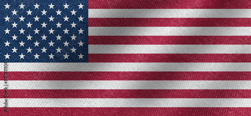 United States flag, cotton fabric material wide flag wallpaper, Textured national flag of United States America U.S. State for graphic and web design purposes.