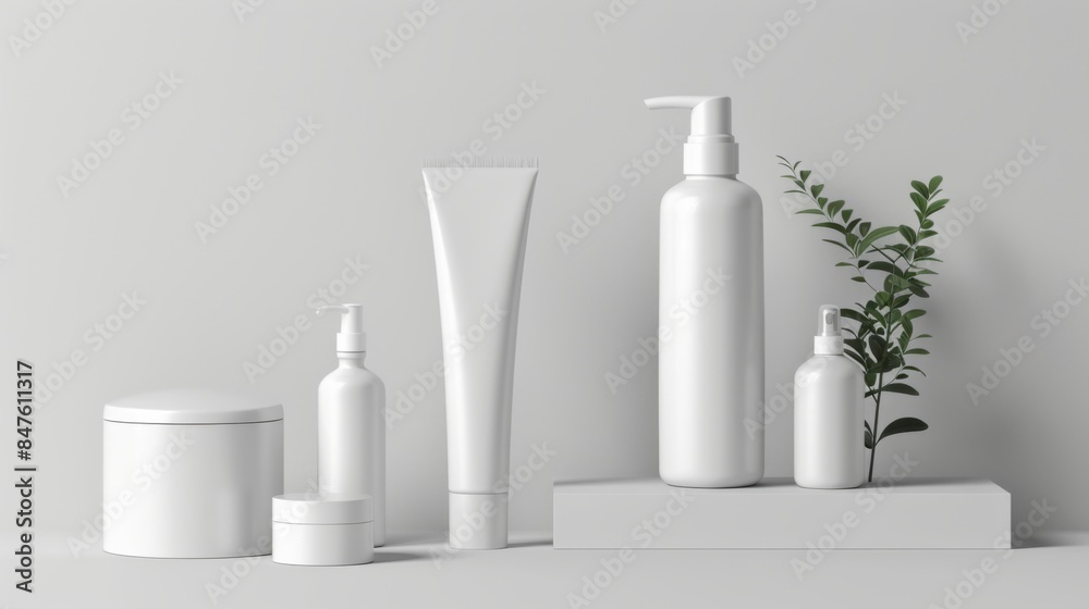 Cosmetic bottles mock up illustration generated by ai Cosmetic bottles mock up illustration generated by ai