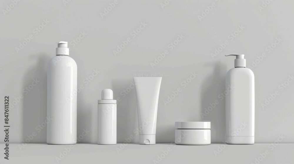 Cosmetic bottles mock up illustration generated by ai Cosmetic bottles mock up illustration generated by ai