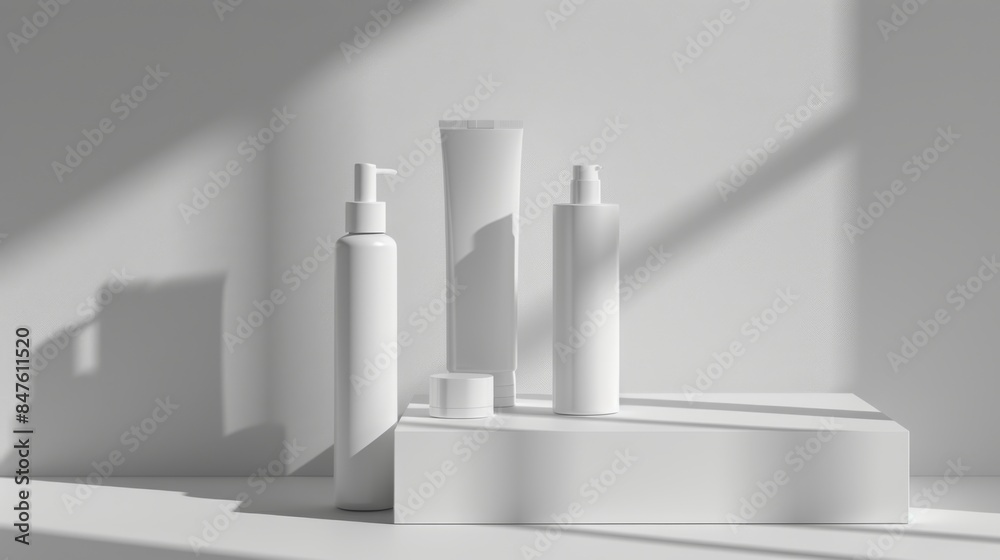 Cosmetic bottles mock up illustration generated by ai Cosmetic bottles mock up illustration generated by ai