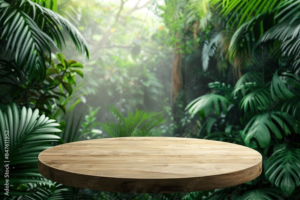 forest. podium. green leaves. nature