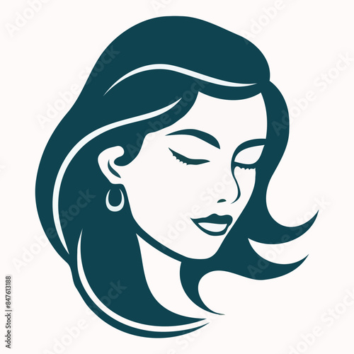 A cartoon girl with a shy face logo vector illustration