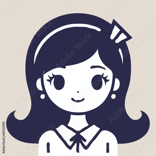 A cartoon girl with her eyes shy vector illustration
