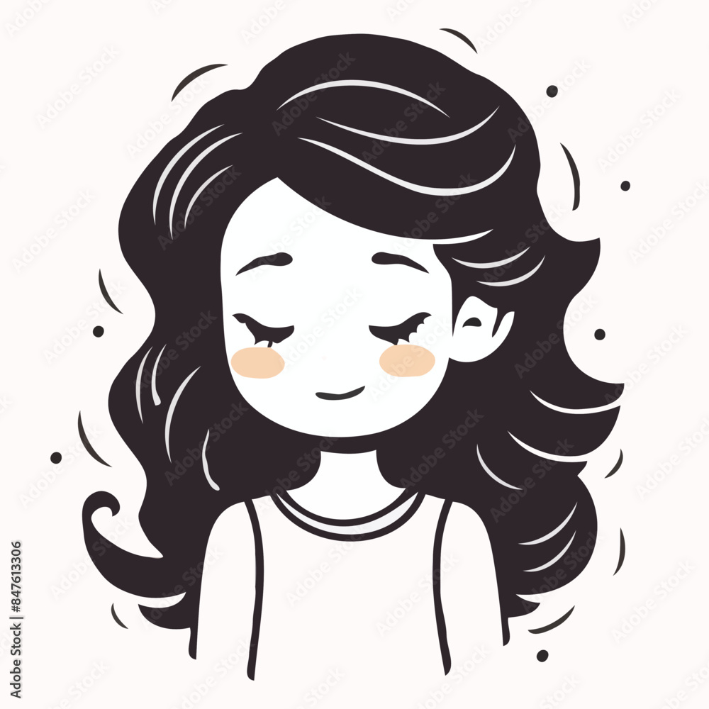 A cartoon girl with a shy face logo vector illustration A cartoon girl with a shy face logo vector illustration