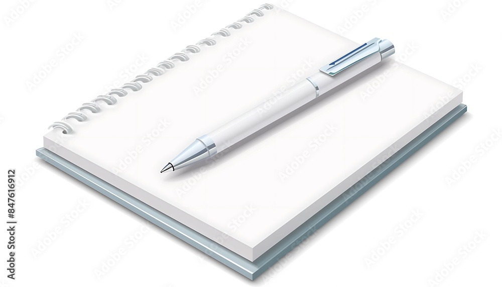 Naklejka premium Notepad with pen placed on top of it. Suitable for office and education related projects.
