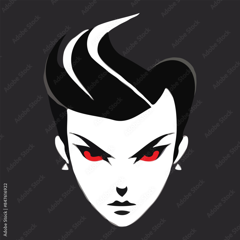 A cartoon girl with angry red eyes vector illustration A cartoon girl with angry red eyes vector illustration