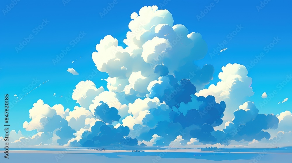 Fototapeta premium Creating a cartoon rendering of a white cloud