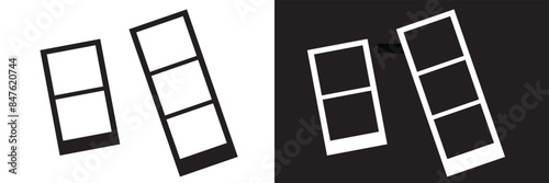 Blank photo booth strip template. Clipart image. isolated on white and black background.  EPS 10