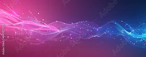 The image depicts a digitallycreated purple and blue wave photo