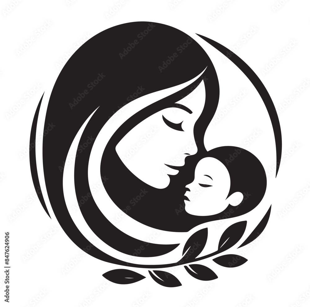 Mom and Baby logo design, Mom and baby logo template.vector illustration Mom and Baby logo design, Mom and baby logo template.vector illustration