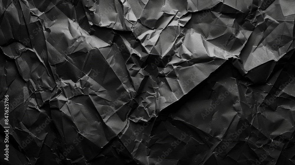 Crumpled dark paper background illustration generared by ai