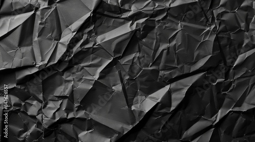 Crumpled dark paper background illustration generared by ai