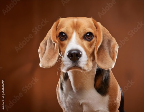 Charming Beagle Portrait in Studio with Warm Background