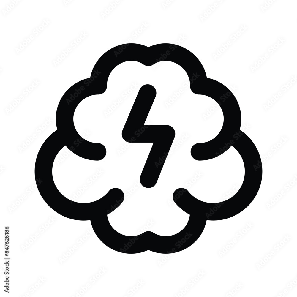 Light bolt inside brain, concept icon of brainstorming in trendy style Light bolt inside brain, concept icon of brainstorming in trendy style