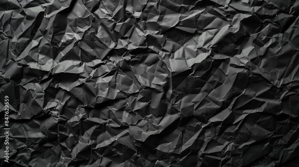 Crumpled dark paper background illustration generared by ai