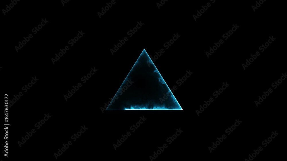 Abstract glowing neon triangle border frame illustration on black background. Abstract glowing neon triangle border frame illustration on black background.