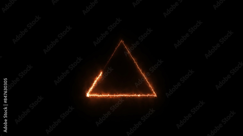 Abstract glowing neon triangle border frame illustration on black background. Abstract glowing neon triangle border frame illustration on black background.