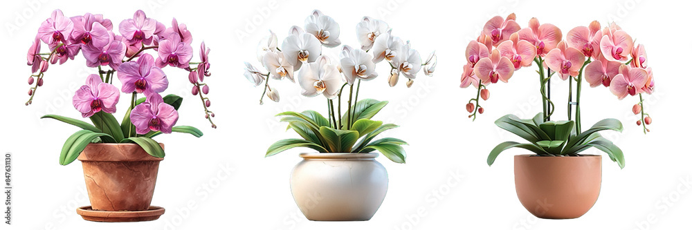 orchid plant in a pot isolated on transparent background ,generative ai orchid plant in a pot isolated on transparent background ,generative ai