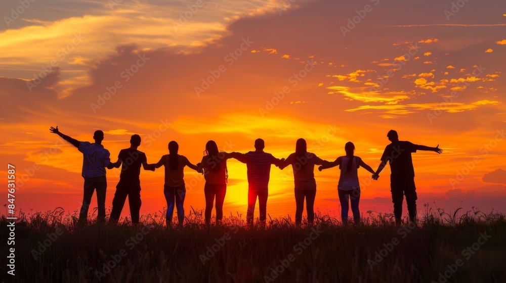 Friendship day silhouette background illustration generated by ai Friendship day silhouette background illustration generated by ai
