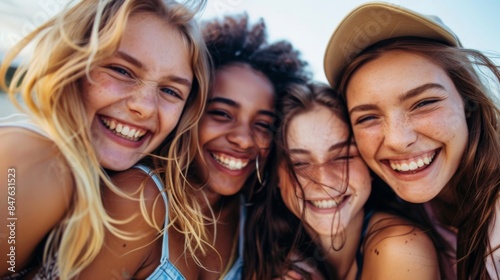 Friendship day. Happy friends. Illustration generated by ai