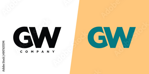 Letter G and W, GW logo design template. Minimal monogram initial based logotype.
