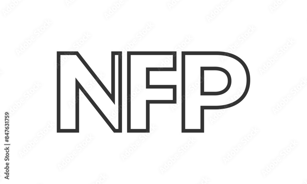 NFP logo design template with strong and modern bold text. Initial based vector logotype featuring simple and minimal typography. Trendy company identity. NFP logo design template with strong and modern bold text. Initial based vector logotype featuring simple and minimal typography. Trendy company identity.