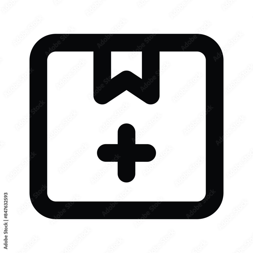 Plus sign on package showing concept icon of add product Plus sign on package showing concept icon of add product