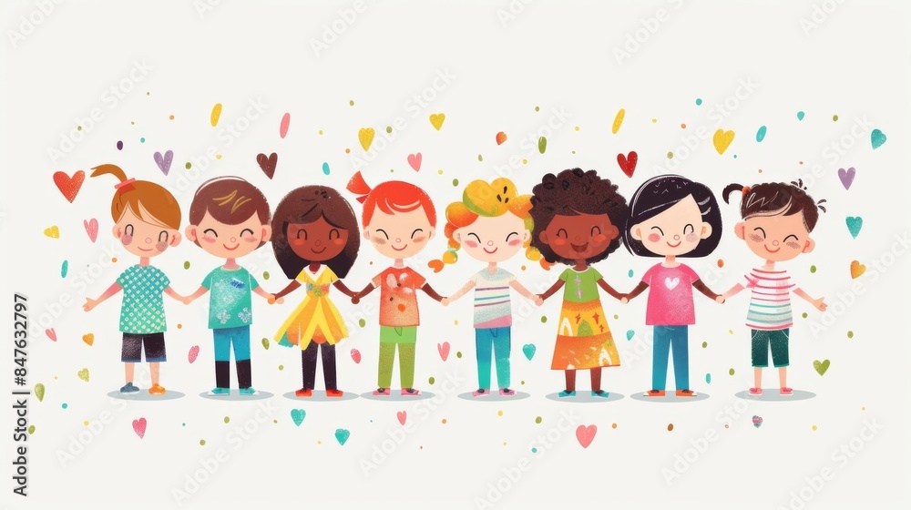Friendship day. Childrens day. Illustration generated by ai