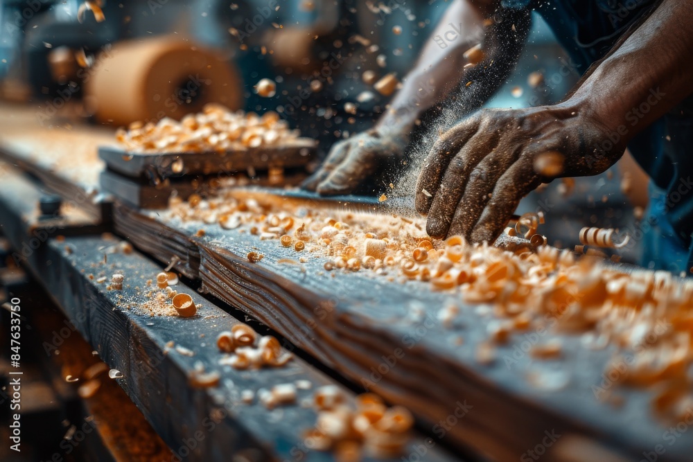 Hands on woodworking by hand, highlighting traditional carpentry skills. Hands on woodworking by hand, highlighting traditional carpentry skills.