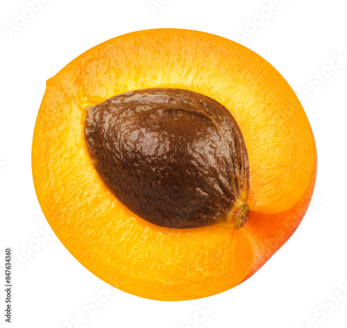 Half of an apricot isolated on a transparent background. photo