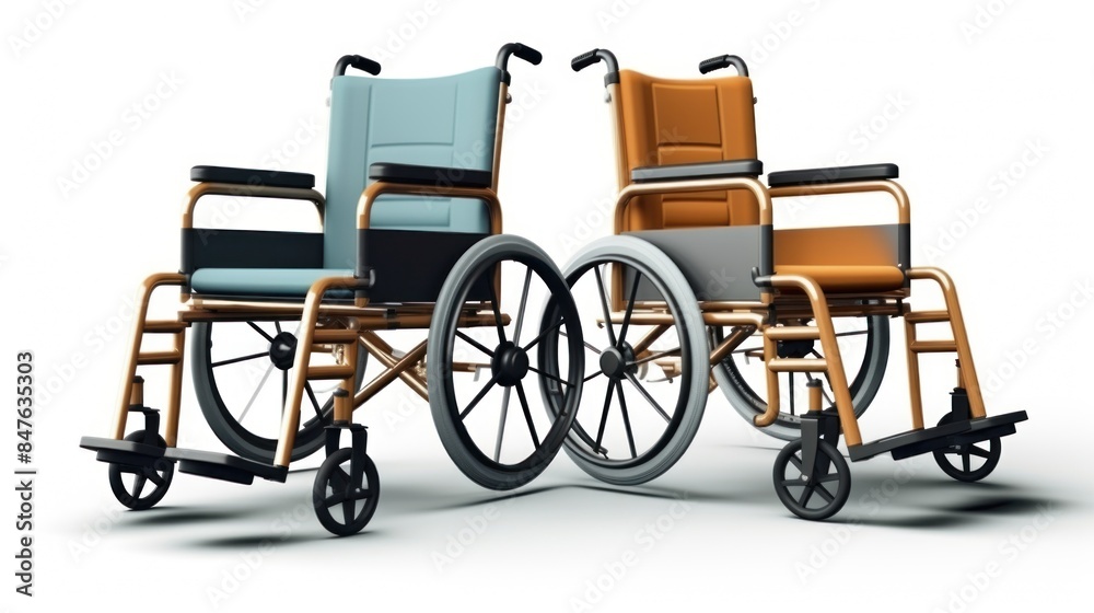 Wheelchair, a chair with wheels for disability people and hospital illness injury patient care.