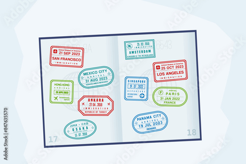 Traveler concept - open passport page