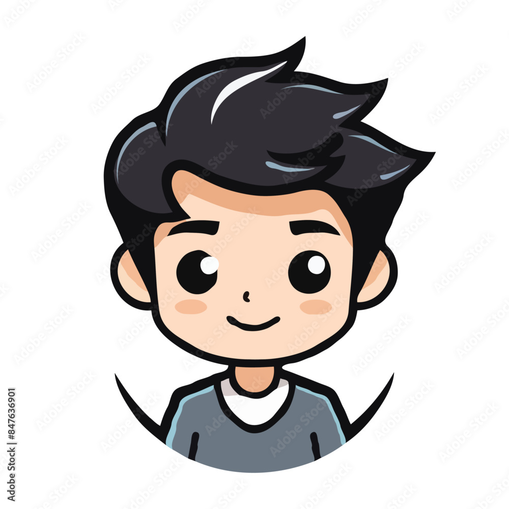 A cartoon of a boy with a shy face vector illustration A cartoon of a boy with a shy face vector illustration