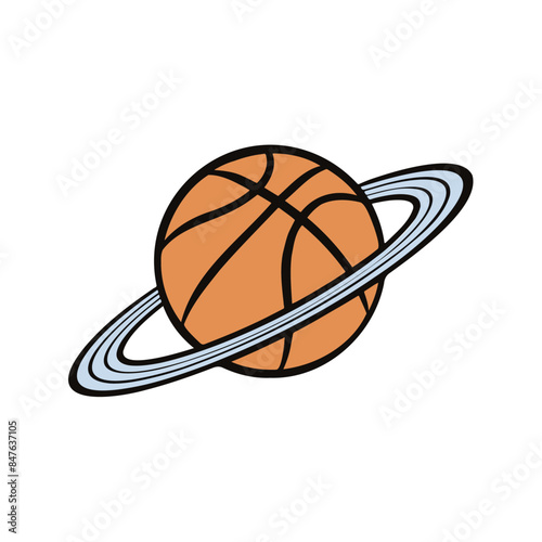 Illustration of basketball with saturn rings