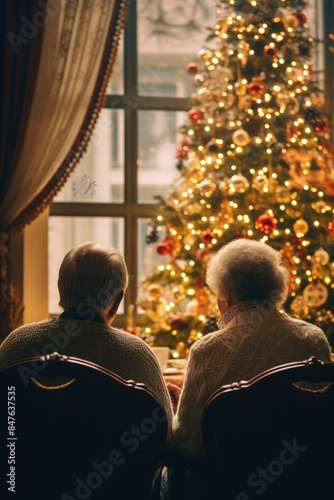 Wallpaper Mural 男, 男性, 女, 女性, 高齢者, 後ろ姿, クリスマス, クリスマスツリー, プレゼント, イルミネーション, お祝い, man, woman, elderly, back, Christmas, Christmas tree, gift, illumination, celebration Torontodigital.ca