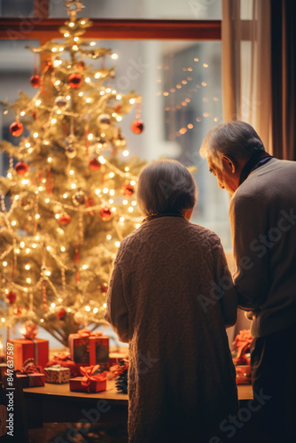 Wallpaper Mural 男, 男性, 女, 女性, 高齢者, 後ろ姿, クリスマス, クリスマスツリー, プレゼント, イルミネーション, お祝い, man, woman, elderly, back, Christmas, Christmas tree, gift, illumination, celebration Torontodigital.ca