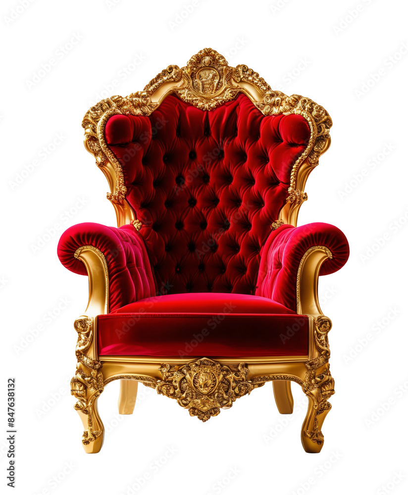 luxury and success red King armchair transparent background PNG