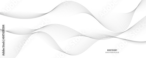 Abstract vector modern background with grey wavy lines and particles. EPS10