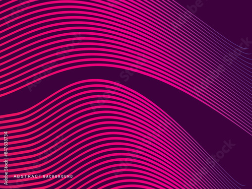 Abstract shining wave lines on purple background. Dynamic wave pattern. Modern flowing wavy lines. Futuristic technology concept. Suitable for banners, posters, covers, brochures, flyers, websites, et