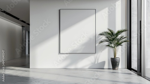 Minimalistic modern interior with a clean empty wall, perfect mockup for art or paintings, bright and elegant interior design