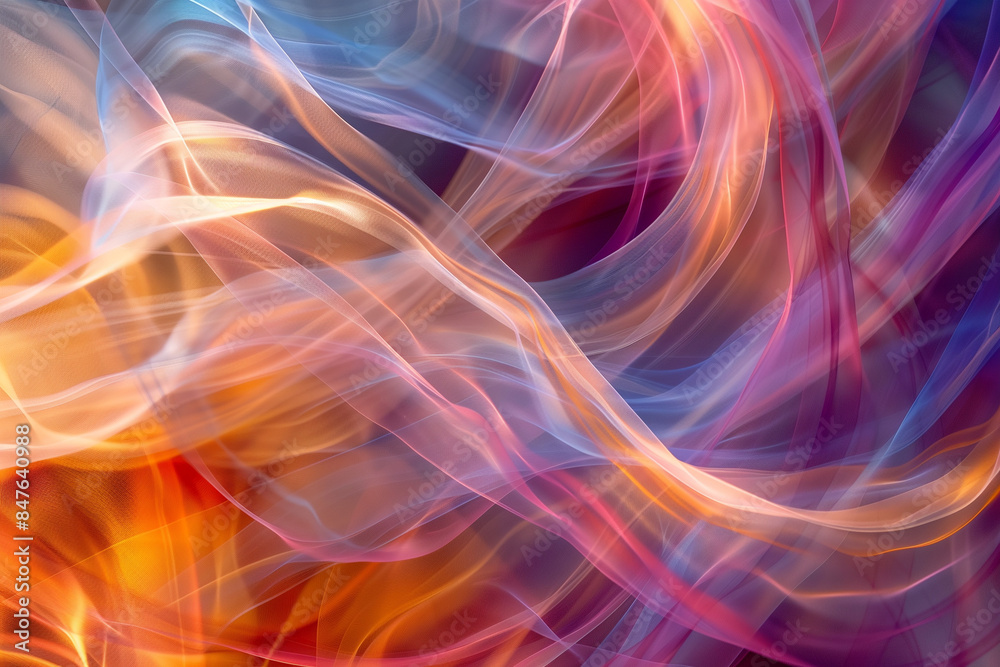 Abstract flowing pattern in vibrant shades of blue, orange, and purple, creating a dynamic and ethereal scene Abstract flowing pattern in vibrant shades of blue, orange, and purple, creating a dynamic and ethereal scene