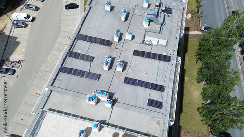 Modern Building Rooftop with Solar Panels