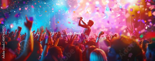 Event flyer mockup for a music festival, capturing the essence of live performances and excitement. Hyperrealistic 4K photo.