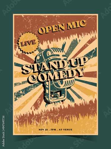 Vintage Stand Up Comedy Poster Template