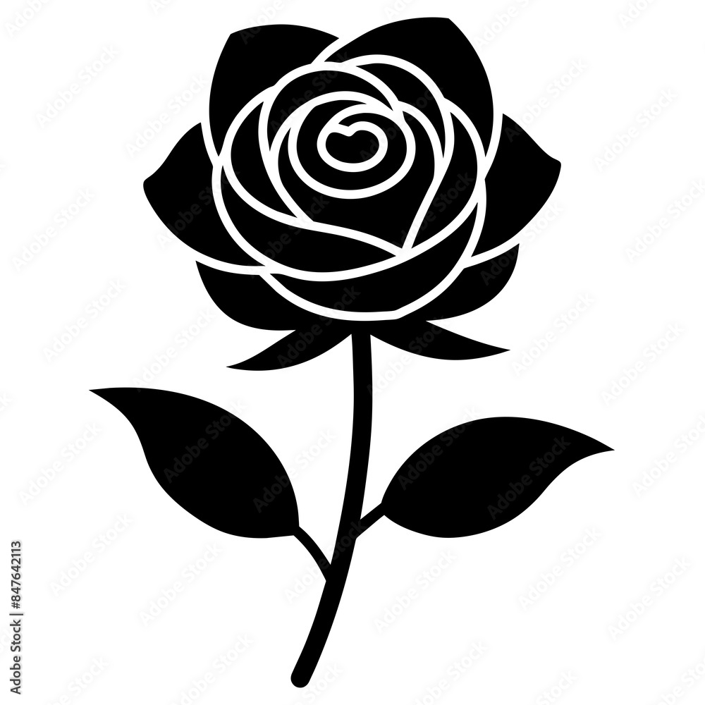 Rose flower with three leaf Vector Rose flower with three leaf Vector