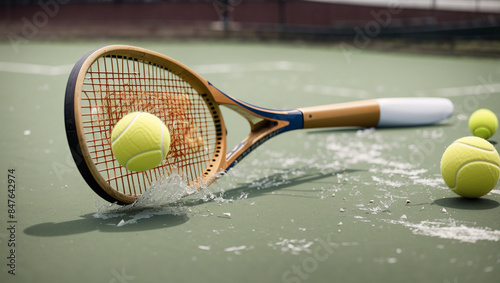 tennis racket and ball